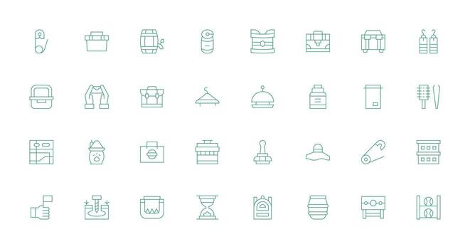 Hold Icon Set with 32 Thin Line Graphics Quick Access Icons for UI Development vector