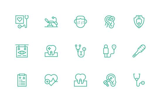 15 Regular Line Designs for Checkup Icons Icon Set for Apps vector