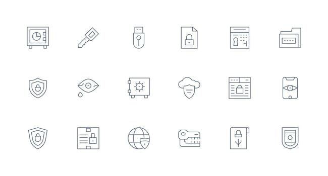 Encryption including 18 Minimal Line Illustrations Clean Icon Set Icon Pack for UI Projects vector