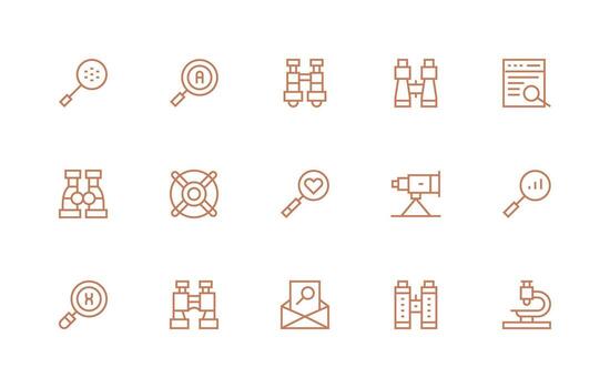 15 Regular Line Vectors for Magnifying Theme Scalable Icons for Cross-Platform Interfaces
