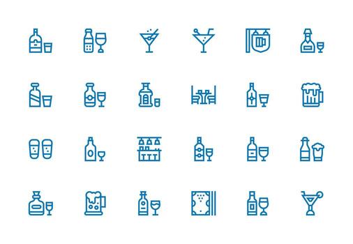 24 Icons for Pub in Thick Line Line Format Scalable Icon Pack vector