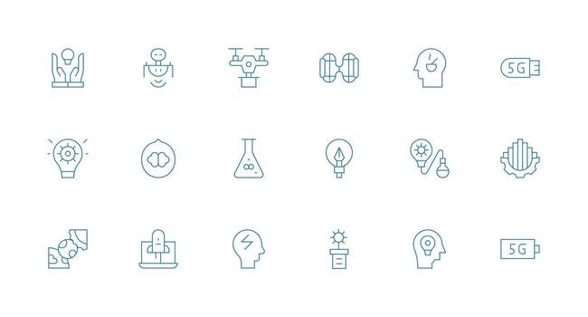 Innovation Design Icons featuring 18 in Minimal Line Style Layout Icon Collection vector
