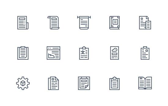 15 Icons for Specifications in Regular Line Format Light Icon Series vector