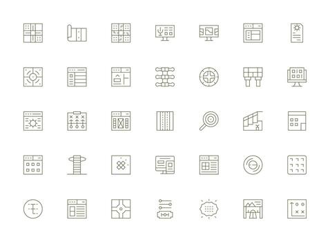 Light Line Style Layout Icons with 35 Vectors Style Icon Set