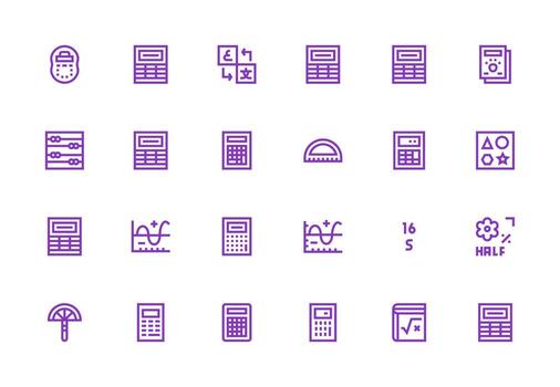 matemáticas conjunto con 24 grueso línea línea íconos mínimo icono conjunto para interfaz proyectos vector