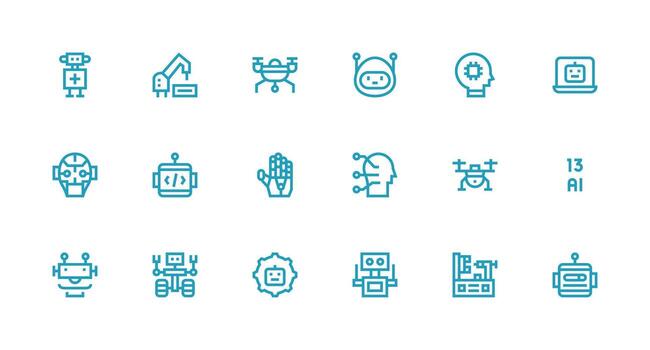 18 fuerte carrera línea diseños para robótica íconos de múltiples fines icono paquete para plantillas vector