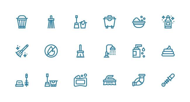 Strong Stroke Line Icons from Sanitation Set with 18 Vectors Quick Access Icons for UI Development
