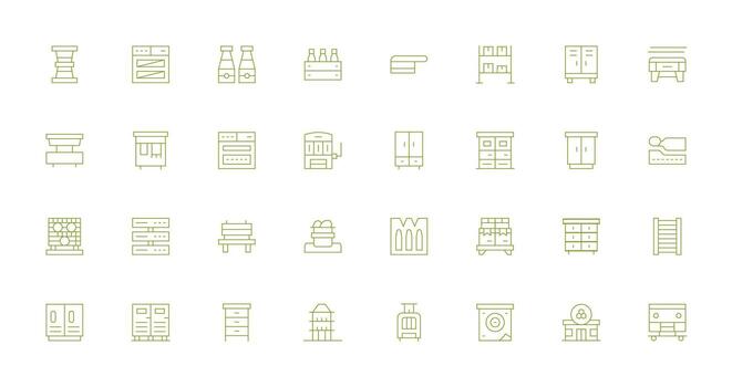 Thin Line Style Storage Unit Icons with 32 Vectors Minimal Icon Set for Interface Projects