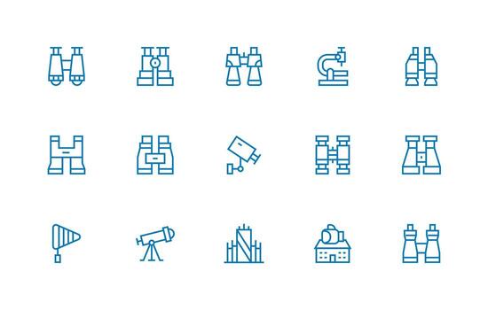 Observation featuring 15 Icons in Regular Line Design High-Resolution Icons for Any Platform vector