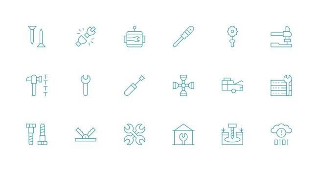 18 Icons for Fixing in Minimal Line Format Sharp Icons for Presentations vector