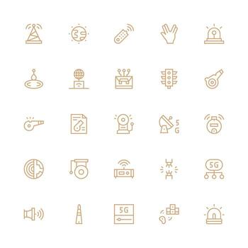 25 Medium Stroke Outline Style Icons from Signal Collection Multi-Style Icons for Creative Projects vector