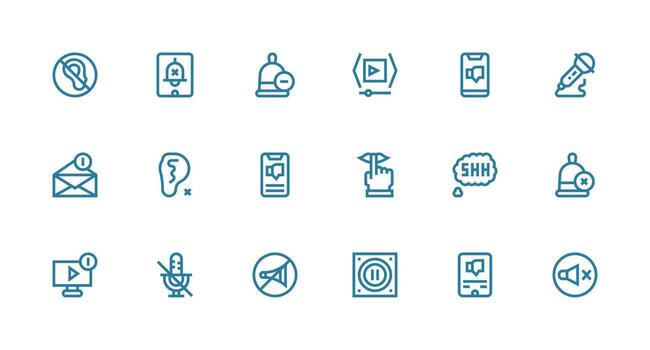 18 Icons for Mute in Strong Stroke Line Format Essential Icons for Rapid UI Building vector