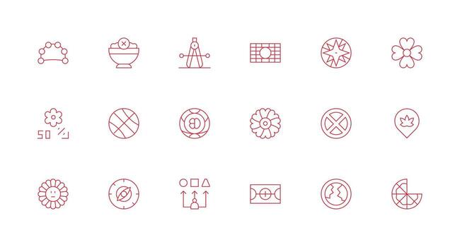 18 Minimal Line Style Icons from Circle Collection Flexible Icon System for Web Interfaces vector