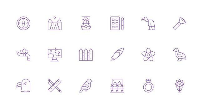 mínimo línea estilo contorno íconos con 18 vectores ui y ux enfocado icono colección