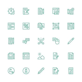 25 íconos para editar en medio carrera contorno formato web y aplicación icono paquete colección vector