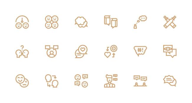 Strong Stroke Line Icons from Opinion Set with 18 Vectors User Interface Icons for Digital Products