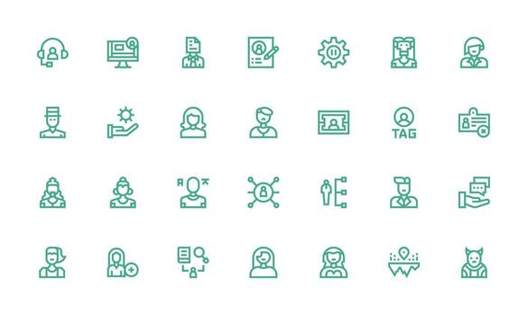28 Bold Line Icons for User Graphics Fully Editable Icon Set for Web vector