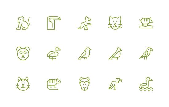 15 Icons for Zoo in Regular Line Format Sharp Icons for Presentations vector