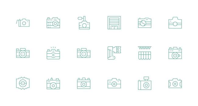 Shutter Set with 18 Minimal Line Icons Organized Pack for Project Assets vector