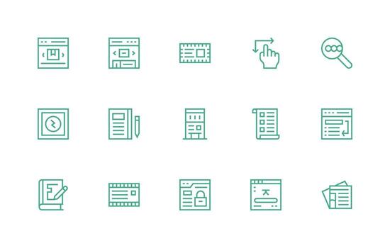 regular línea íconos desde página conjunto con 15 vectores limpiar icono conjunto icono paquete para ui proyectos