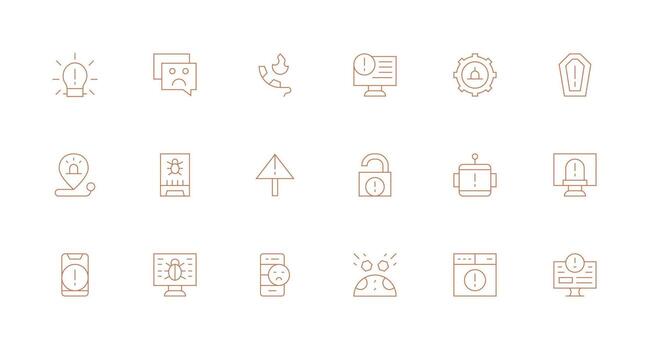 problema icono conjunto con 18 mínimo línea gráficos reutilizable icono conjunto vector