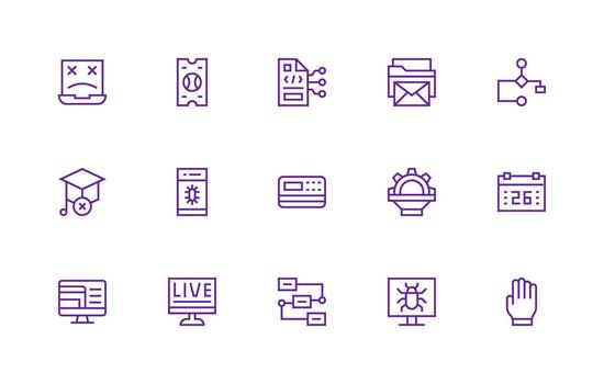 15 Regular Line Style Icons from Program Collection Sharp Icons for Presentations vector