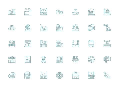 Production Set with 35 Light Line Icons Scalable Icons for Cross-Platform Interfaces vector