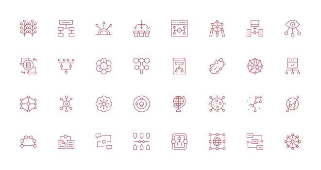 32 Delgado línea vectores para datos fluir tema detallado icono colección para diseño sistemas