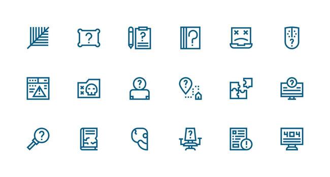 18 Missing Icons in Strong Stroke Line Aesthetic Clean Icon Set Icon Pack for UI Projects vector