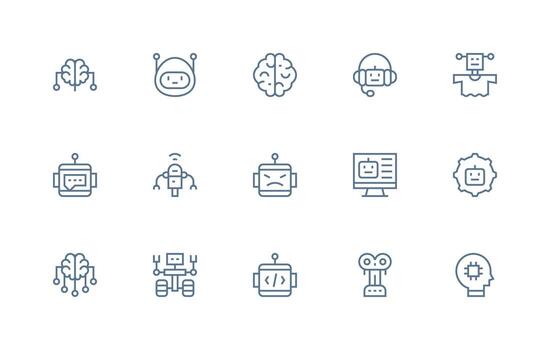 15 íconos para ai en regular línea formato sencillo íconos para interfaz y wireframes vector