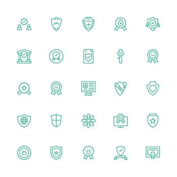 25 Medium Stroke Outline Style Icons from Trustworthy Collection Minimal Icon Set for Interface Projects vector