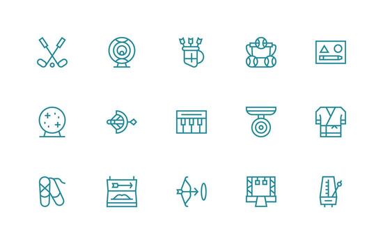 Practice Icon Set with 15 Regular Line Graphics Simple Icons for Interface and Wireframes vector