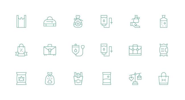 bolso visual paquete conteniendo 18 mínimo línea íconos usuario interfaz íconos para digital productos vector