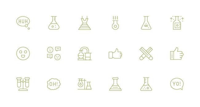 18 Minimal Line Icons for Reaction Graphics Icon Set for Apps vector