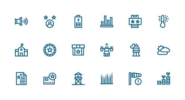 High Set with 18 Strong Stroke Line Icons Simple Icons for Interface and Wireframes vector