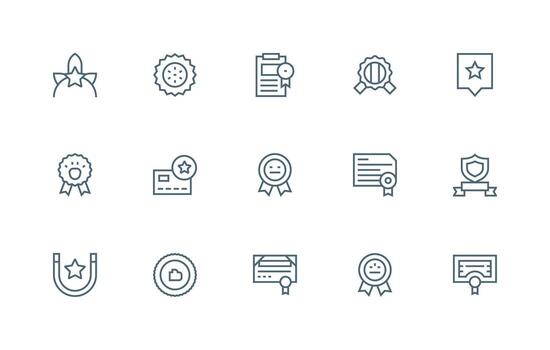 Endorsed Icon Set with 15 Regular Line Graphics Interface Icon Collection for Daily Projects vector