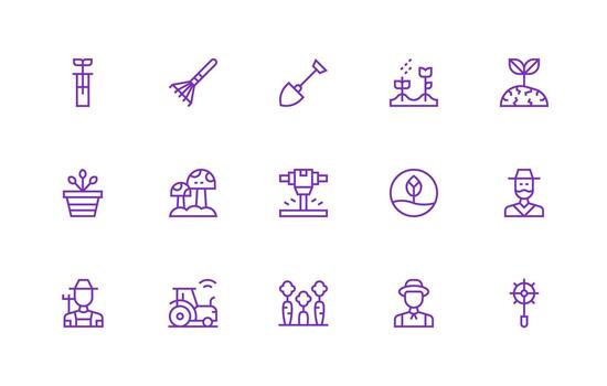 Soil Icon Collection with 15 Regular Line Designs Layout Icon Collection vector
