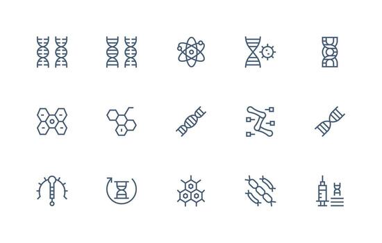 15 Icons for Molecular in Regular Line Format Multi-Style Icon Collection vector