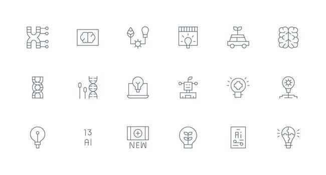 18 Minimal Line Style Icons from Innovation Collection Multi-Style Icon Collection vector