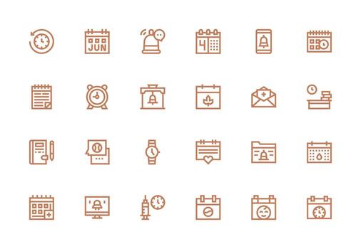 Reminder Icon Set with 24 Thick Line Line Graphics Clean Icon Set Icon Pack for UI Projects vector