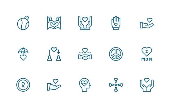 Empathy Icon Collection with 15 Regular Line Designs Interface Icon Collection for Daily Projects vector