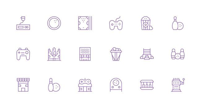 Arcade Icon Set with 18 Minimal Line Graphics Clean Icon Set Icon Pack for UI Projects vector