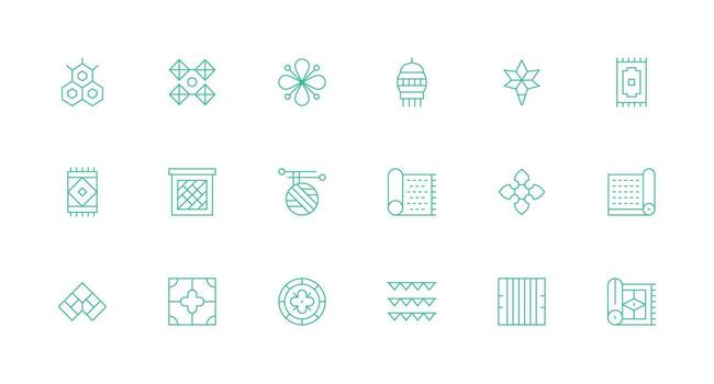18 Icons for Patterned in Minimal Line Format Layout Icon Collection vector