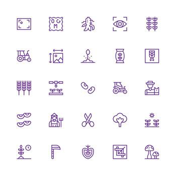 25 íconos para cosecha en medio carrera contorno formato limpiar icono conjunto icono paquete para ui proyectos vector