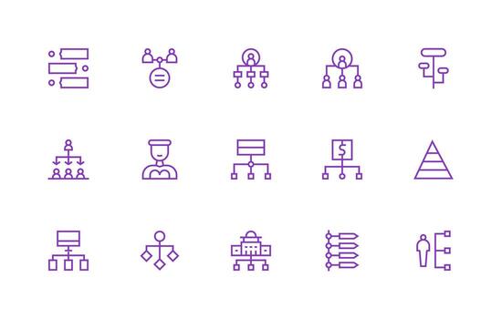 regular línea íconos desde jerarquía conjunto con 15 vectores sencillo icono paquete