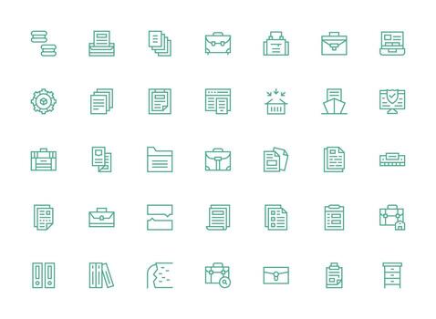 Files Icon Collection with 35 Regular Clean Line Designs Fully Editable Icon Set for Web vector