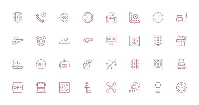 32 Icons for Stop in Thin Line Format Essential Icon Set for Teams vector
