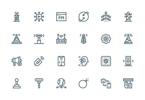 Transmission featuring 24 Icons in Thick Line Line Design Scalable Icons for Cross-Platform Interfaces vector