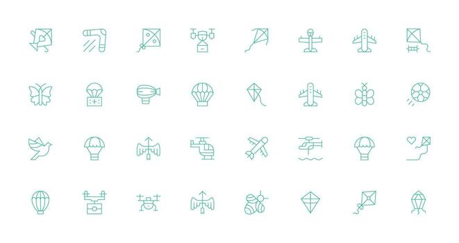 Flying including 32 Thin Line Illustrations Interface Icons for Daily Use vector