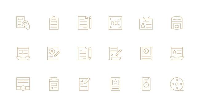 Record Icon Collection with 18 Minimal Line Designs Flexible Icon System for Web Interfaces vector